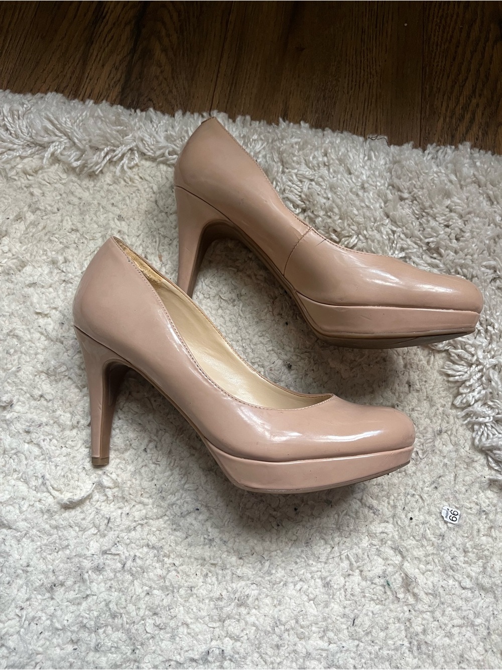 Women's Nude Patent Platform High Heel Pumps